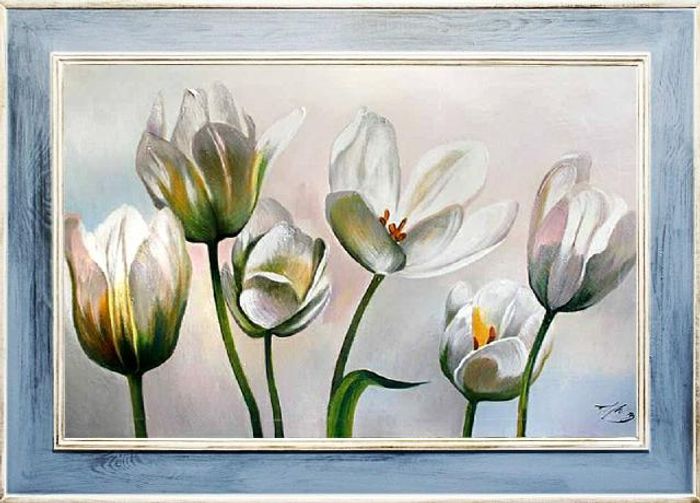 Tulpen Blumen Ölgemälde Bild Bilder Gemälde Ölbilder Ölbild Mit Rahmen G15799