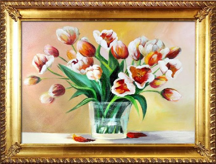 Tulpen Blumen Ölgemälde Bild Bilder Gemälde Ölbilder Ölbild Mit Rahmen G16680