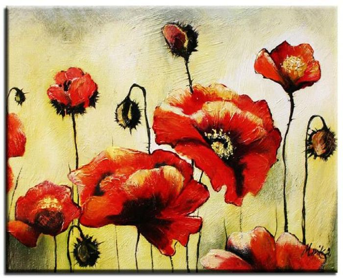 Poppies - Blumen Pflanzen Bild Bilder Gemälde Ölbilder Ölbild Keilrahmen G04045