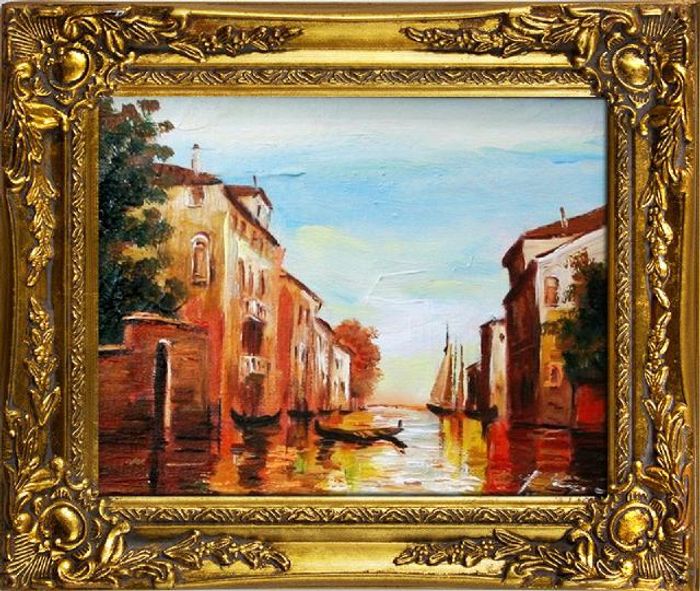 Ölbild Bilder Gemälde Ölgemälde Städte Handarbeit "Venedig" Mit Rahmen G01322