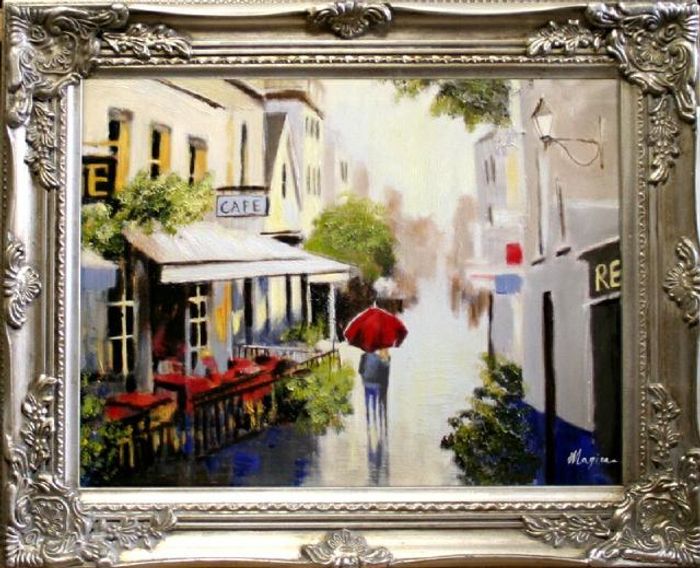 Ölbild Bilder Bild Gemälde Ölgemälde Barock Handarbeit Öl Cafe Mit Rahmen G04831