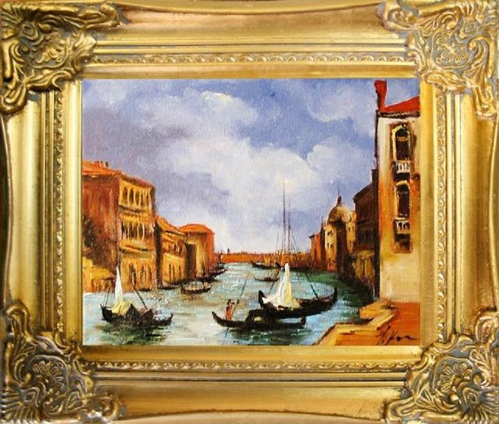 Ölbild Bilder Gemälde Ölgemälde Städte Handarbeit "Venedig" Mit Rahmen G05698
