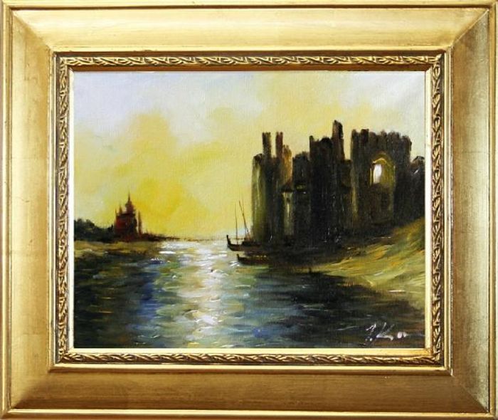 Ölbild Bilder Gemälde Ölgemälde Städte Handarbeit "Venedig" Mit Rahmen G05997