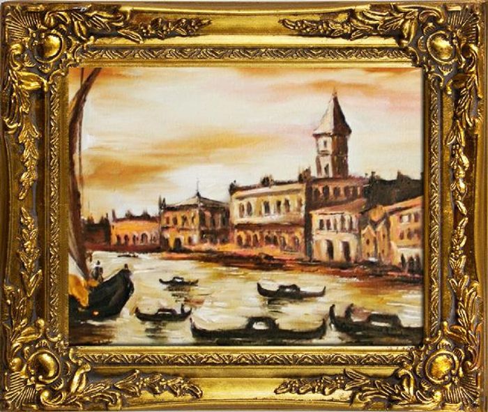 Ölbild Bilder Gemälde Ölgemälde Städte Handarbeit "Venedig" Mit Rahmen G06070