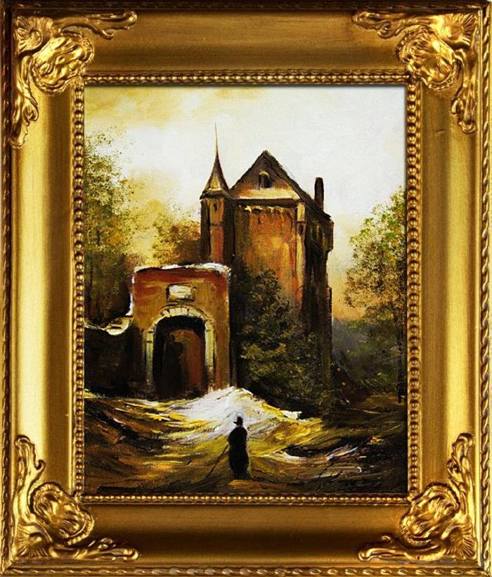 Ölbild Bilder Gemälde Ölgemälde Städte Handarbeit "Schloss" Mit Rahmen G16252
