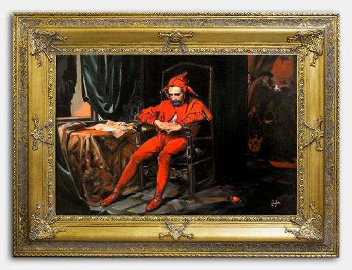 Gemälde Ölbild Bild Ölbilder Rahmen Barock Bilder Jan Matejko Ölgemälde Stańczyk