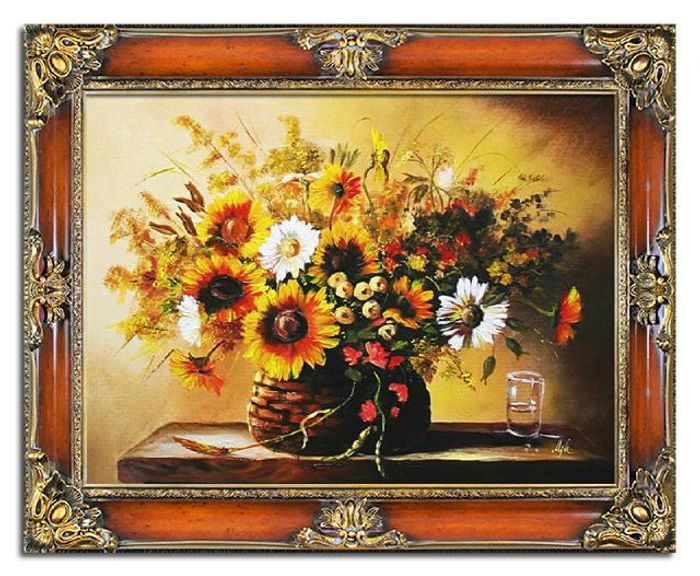 Sonnenblumen - Blumen Pflanzen Bilder Gemälde Ölbilder Ölbild Mit Rahmen G93889