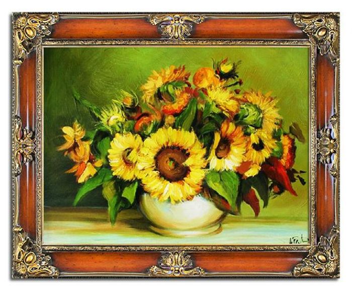 Sonnenblumen - Blumen Pflanzen Bilder Gemälde Ölbilder Ölbild Mit Rahmen G93903