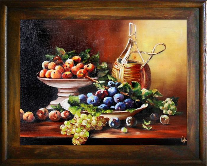 Gemälde "Obst " Handarbeit Ölbild Bild Ölbilder Rahmen Bilder G00020