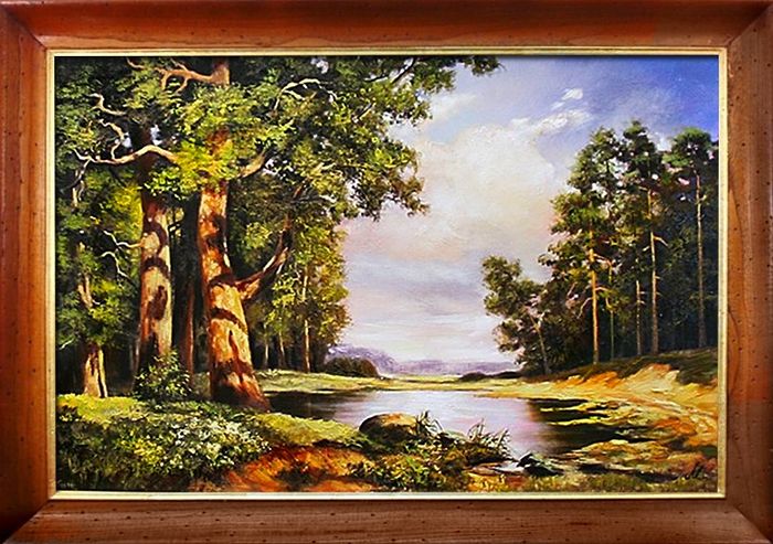 Gemälde Wald Handarbeit Ölbild Bild Ölbilder Rahmen Bilder Landschaft G00399