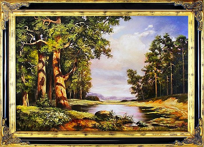 Gemälde Wald Handarbeit Ölbild Bild Ölbilder Rahmen Bilder Landschaft G02005