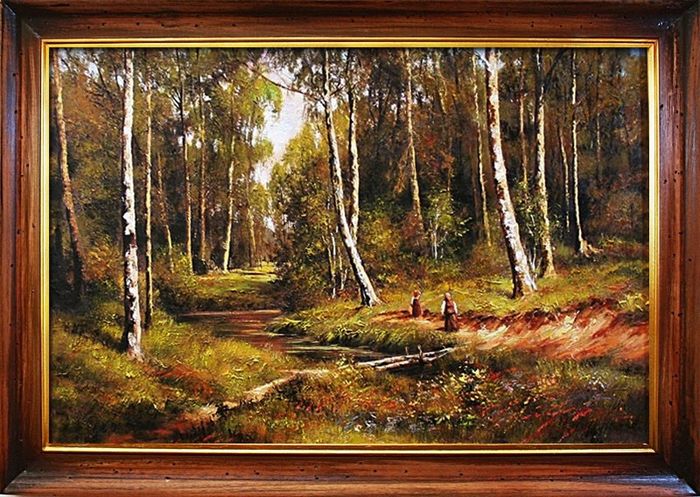 Gemälde Wald Handarbeit Ölbild Bild Ölbilder Rahmen Bilder Landschaft G02140