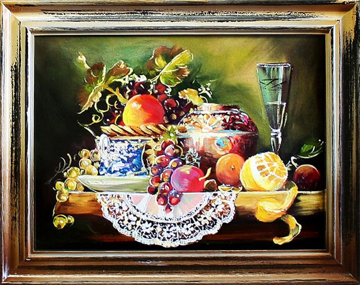 Gemälde "Obst " Handarbeit Ölbild Bild Ölbilder Rahmen Bilder G03166