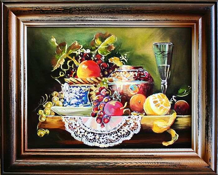 Gemälde "Obst " Handarbeit Ölbild Bild Ölbilder Rahmen Bilder G03181