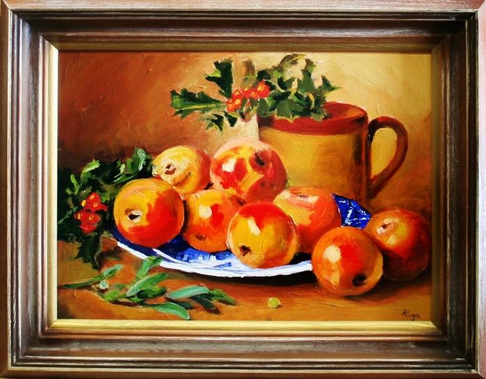 Gemälde "Obst " Handarbeit Ölbild Bild Ölbilder Rahmen Bilder G03578