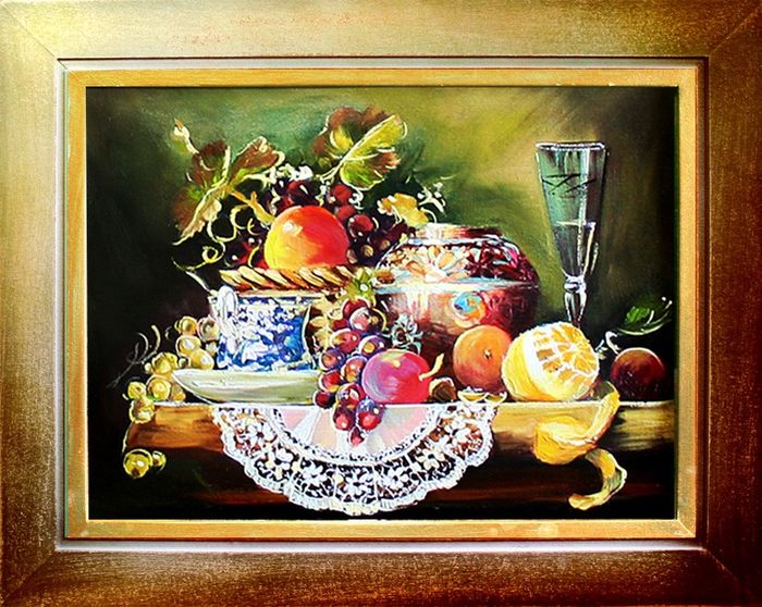 Gemälde "Obst " Handarbeit Ölbild Bild Ölbilder Rahmen Bilder G03651