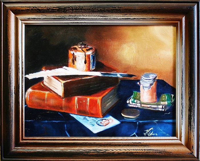 Gemälde Literatur Handarbeit Ölbild Bild Ölbilder Rahmen Bilder G03653