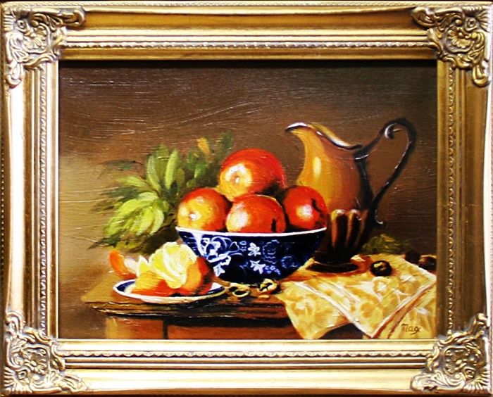 Gemälde "Obst " Handarbeit Ölbild Bild Ölbilder Rahmen Bilder G03670