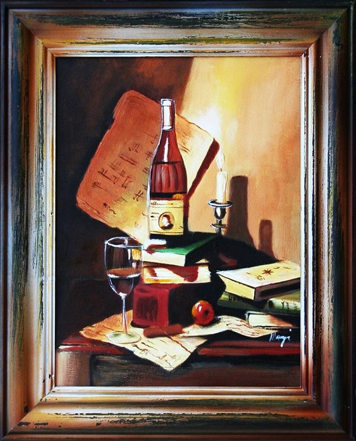 Gemälde Literatur Handarbeit Ölbild Bild Ölbilder Rahmen Bilder G03912
