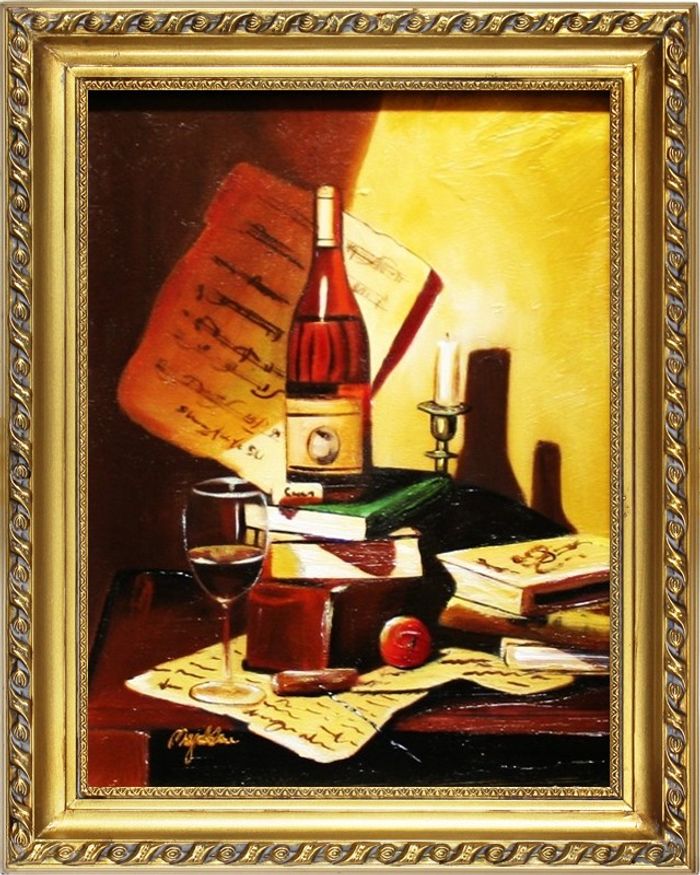 Gemälde Literatur Handarbeit Ölbild Bild Ölbilder Rahmen Bilder G04121