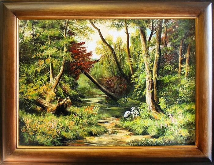 Gemälde Wald Handarbeit Ölbild Bild Ölbilder Rahmen Bilder Landschaft G05451