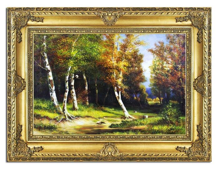 Gemälde Wald Handarbeit Ölbild Bild Ölbilder Rahmen Bilder Landschaft G06187