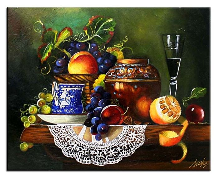 Gemälde "Obst " Handarbeit Ölbild Bild Ölbilder Rahmen Bilder G15091
