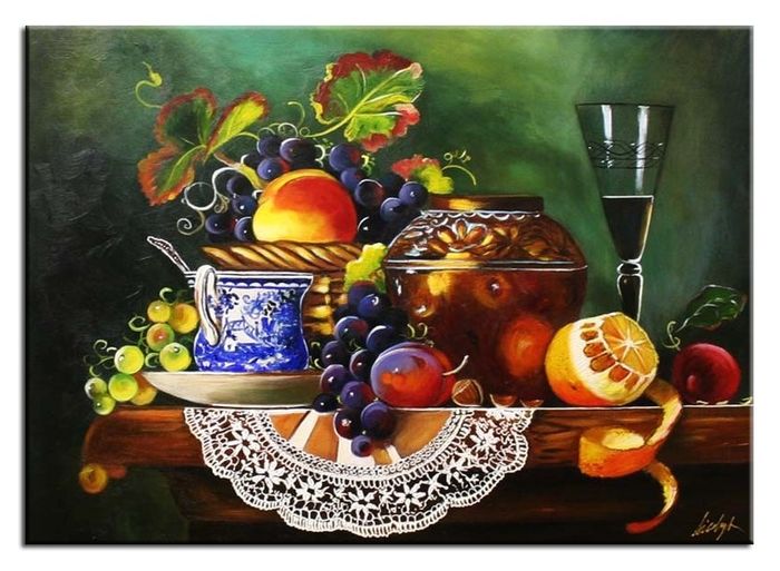 Gemälde "Obst " Handarbeit Ölbild Bild Ölbilder Rahmen Bilder G15092