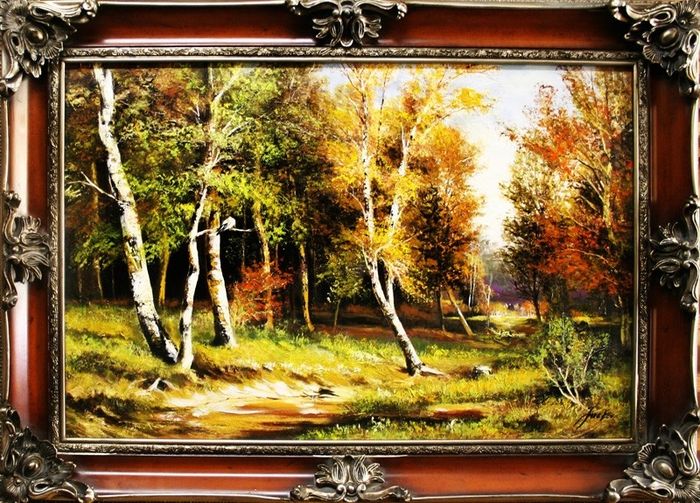 Gemälde Wald Handarbeit Ölbild Bild Ölbilder Rahmen Bilder Landschaft G3598