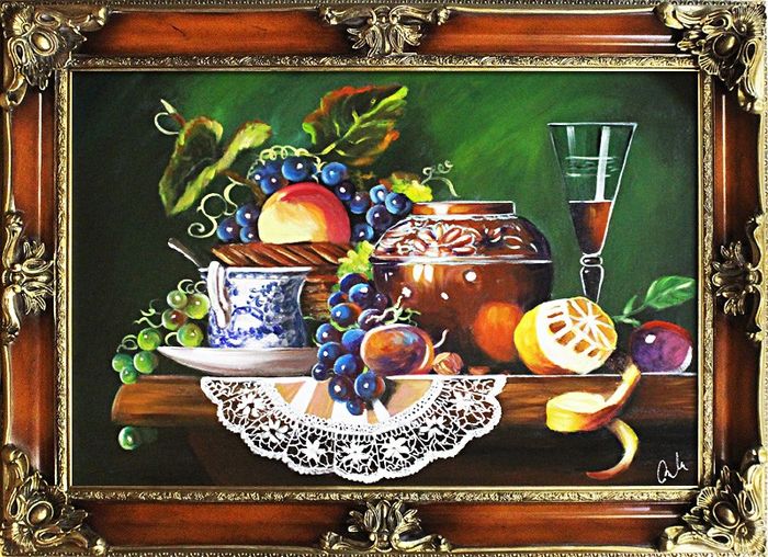 Gemälde "Obst " Handarbeit Ölbild Bild Ölbilder Rahmen Bilder G93922
