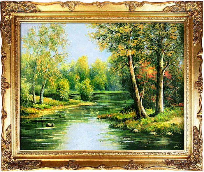 Gemälde Natur Handarbeit Ölbild Bild Ölbilder Rahmen Bilder G01678