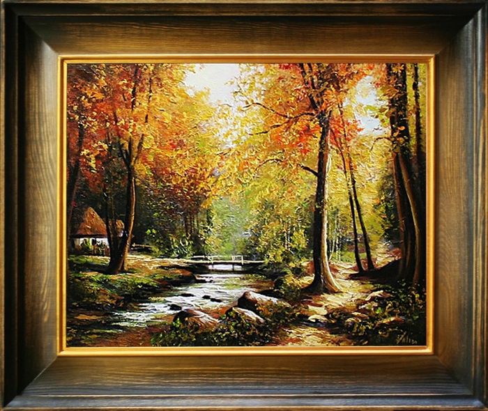 Gemälde Natur Wald Lichtung Handarbeit Ölbild Bild Ölbilder Rahmen Bilder G03686