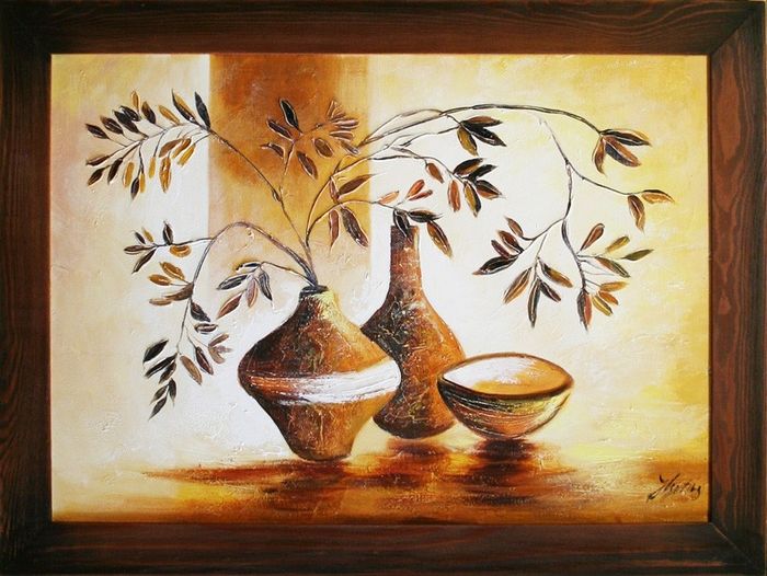 Gemälde Ölgemälde Bild Abstrakt Vase Bilder Ölbilder Echte Handarbeit G06189