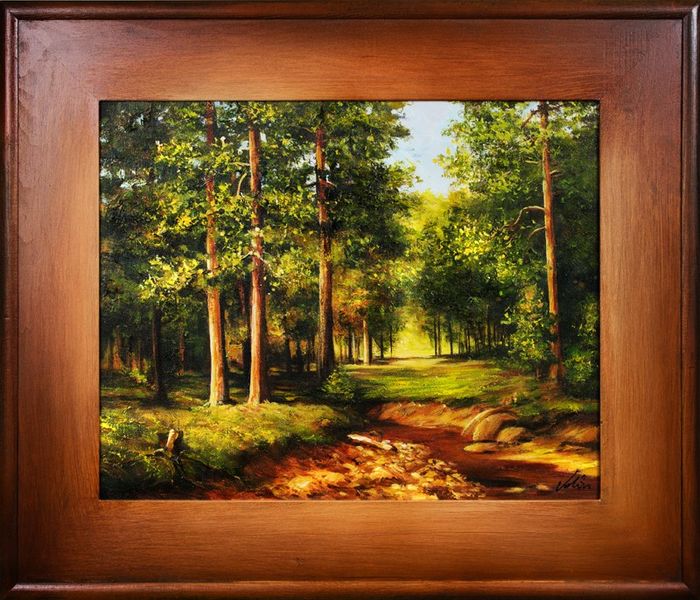 Gemälde Natur Wald Lichtung Handarbeit Ölbild Bild Ölbilder Rahmen Bilder G16086