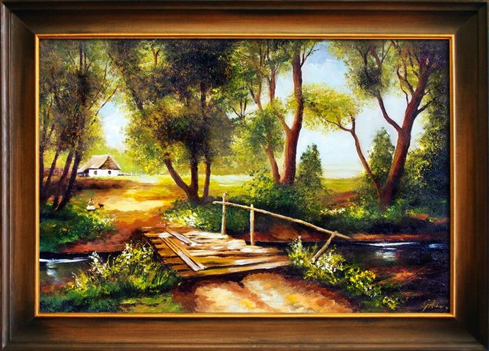 Gemälde Natur Handarbeit Ölbild Bild Ölbilder Rahmen Bilder G00890