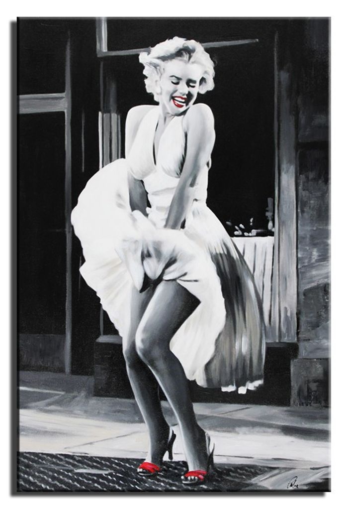 marilyn monroe Kleid Wind Erotik Echte Handarbeit Rahmen Öl Gemälde Bilder 00769