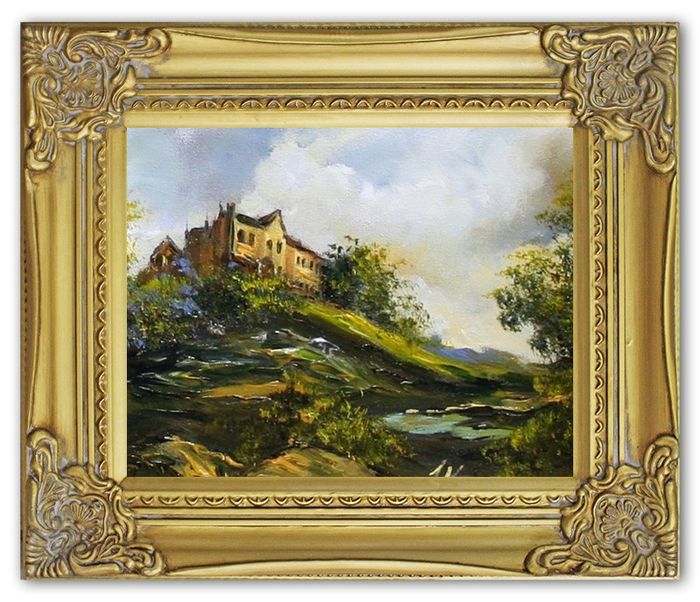 Ölbild Bilder Bild Gemälde Ölgemälde Schloss Handarbeit Mit Rahmen G05797