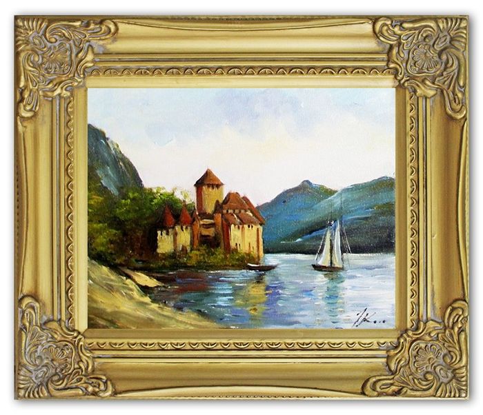 Ölbild Bilder Bild Gemälde Ölgemälde Schloss Handarbeit Mit Rahmen G05927