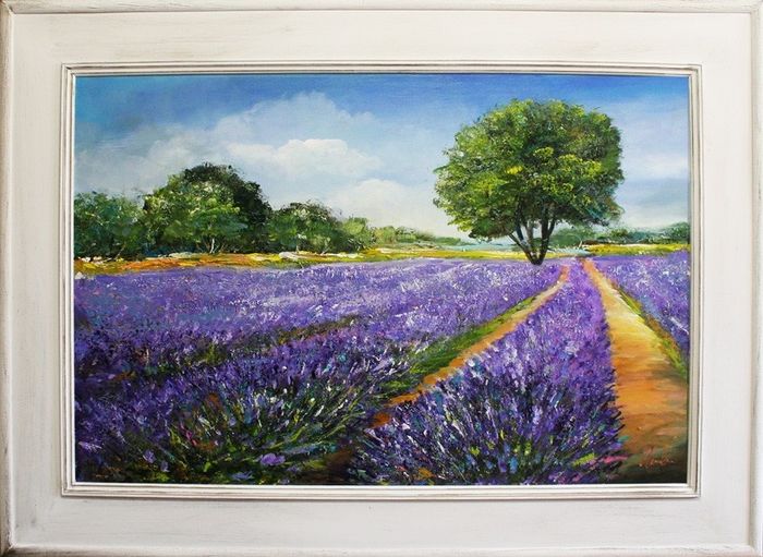 Lavendel Blumen Pflanzen Bild Bilder Gemälde Ölbilder Ölbild Mit Rahmen G14982