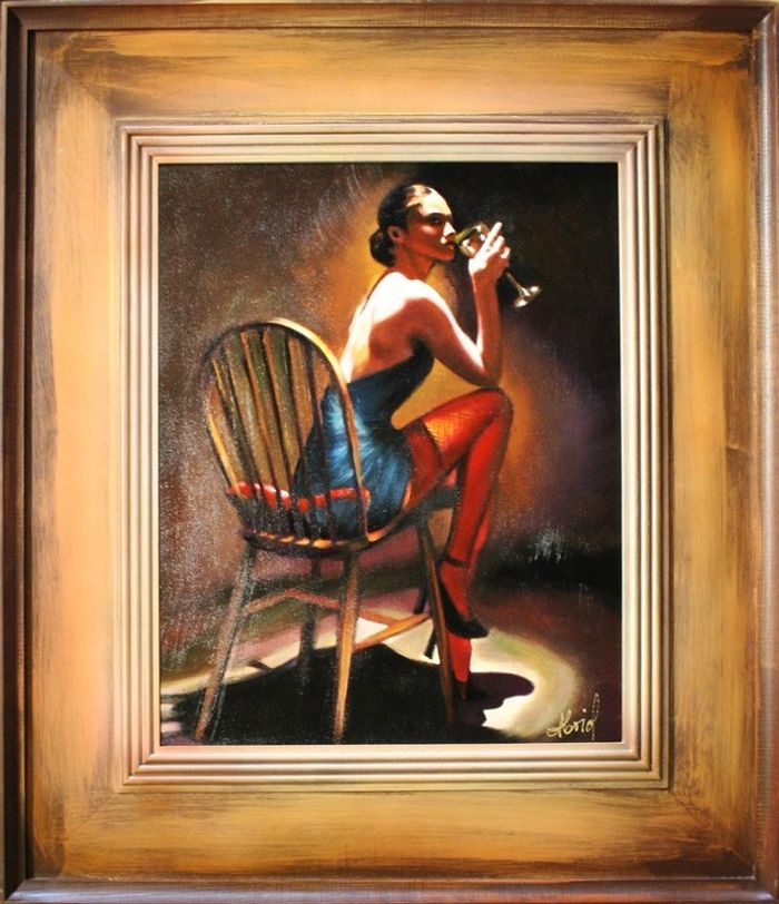 Dame Sitzend Sexy Bar Echte Handarbeit Rahmen Öl Gemälde Bild Bilder G15000