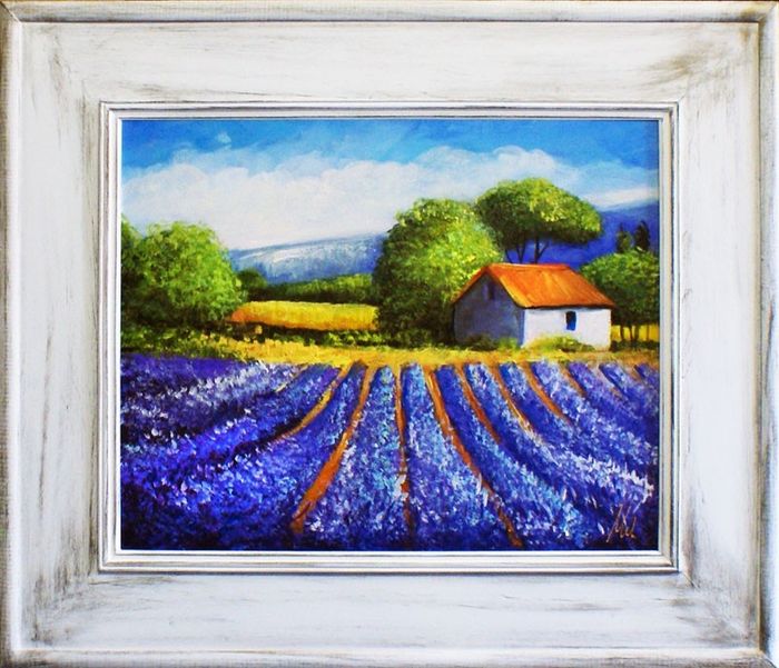 Lavendel Blumen Pflanzen Bild Bilder Gemälde Ölbilder Ölbild Mit Rahmen G15712