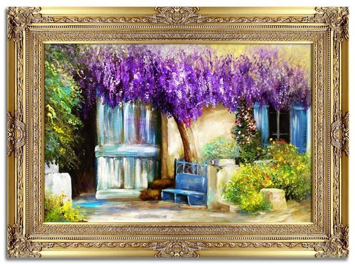 Lavendel Blumen Pflanzen Bild Bilder Gemälde Ölbilder Ölbild Mit Rahmen G16464