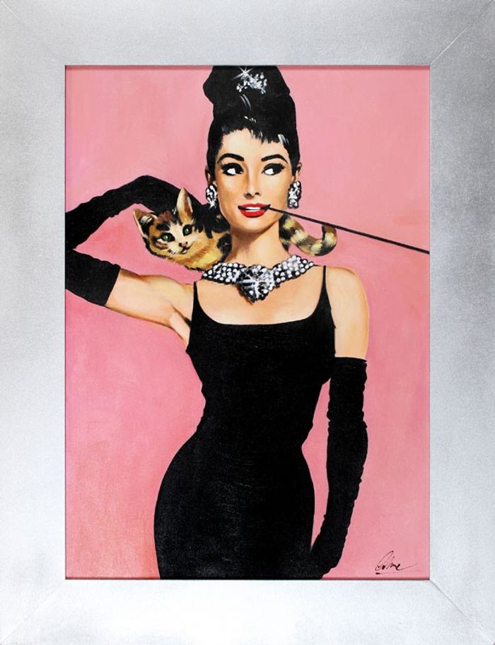 Audrey Hepburn Hollywood Echte Handarbeit Rahmen Öl Gemälde Bild Bilder G16686