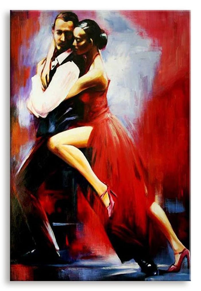 Argentinien Tango Tanz Echte Handarbeit Rahmen Öl Gemälde Bilder G94372