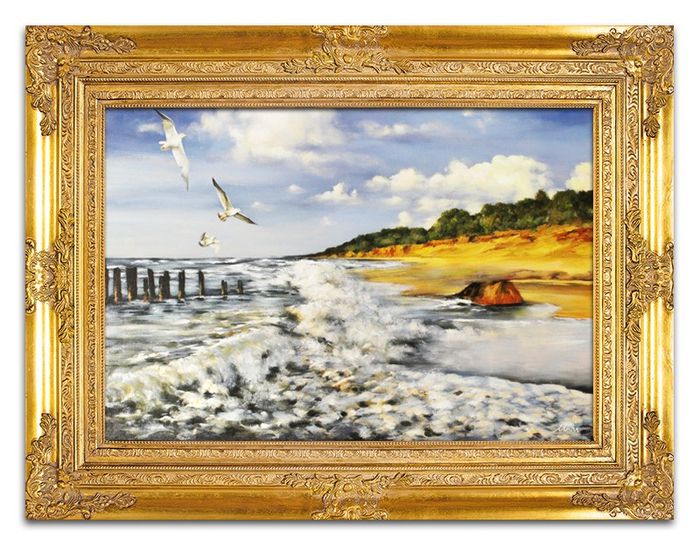 Gemälde Ölbild Bild Ölbilder Rahmen Bilder Strand Sand Meer Ölgemälde G95206