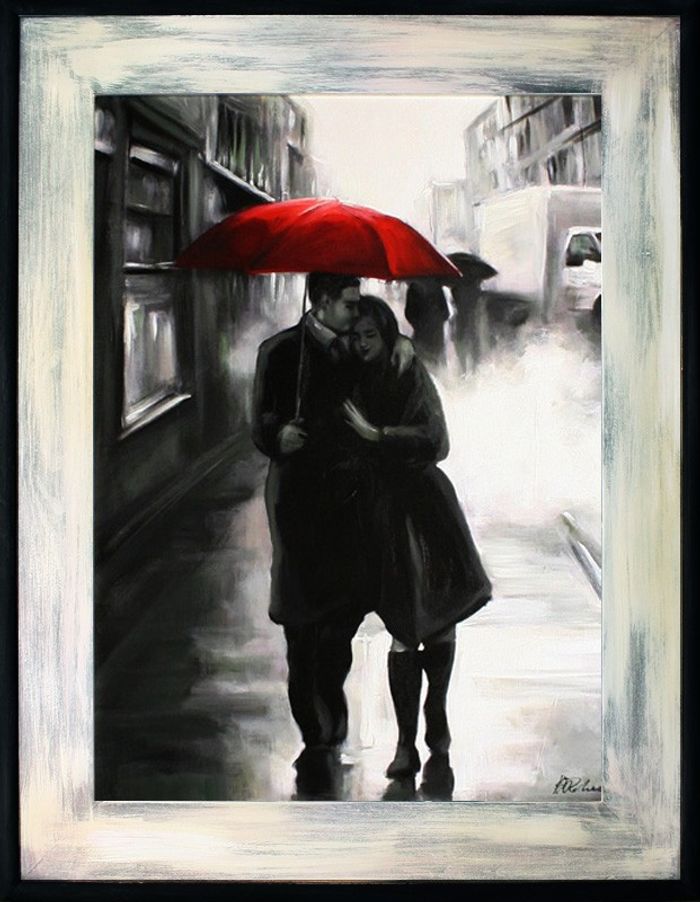 Spaziergang Paar Liebe Echte Handarbeit Rahmen Öl Gemälde Bild Bilder G16209
