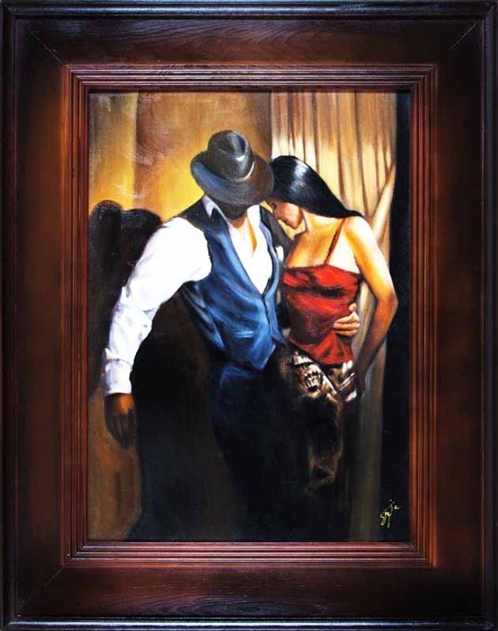 Tango Dance Tanz Schule Echte Handarbeit Rahmen Öl Gemälde Bild Bilder G16468