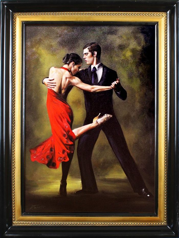 Argentinien Tango Tanz Echte Handarbeit Rahmen Öl Gemälde Bilder G17249