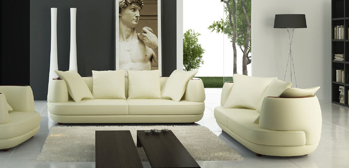 Sofagarnitur Design Couch 3+2 Set Polster Leder Sofa Wohnzimmer Garnituren 106