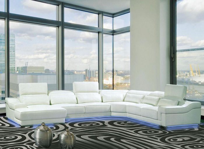 Edle Wohnlandschaft Couch Polster Sofa Ecksofa Sitz Eckgarnitur Leder Ecke Sofas